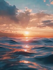 Obraz premium Sunset Over Ocean Waves