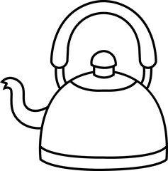 Boiling kettle icon . Hot teapot with steam kitchenware sign flat and line vector isolated on transparent background. Traditional tea kettle for hot beverage or water scrapbooking design