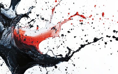 A splash of gasoline forming abstract shapes, on a clean white background
