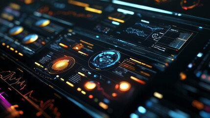 Obraz premium Futuristic Data Analysis Interface with Dynamic Visualizations