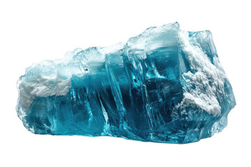 Fototapeta premium Bright blue crystal with clear edges and visible internal structure displayed on a white background