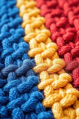 Photo - Woven Threads Blue Yellow Red Craft Textile Fiber Art Design