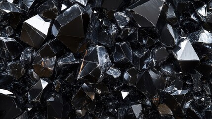 3d rendering of a black diamond on a black background. High quality photo, Abstract black crystal background, 3D render
