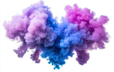 Fototapeta premium Abstract formation of blue and purple smoke clouds on a white background