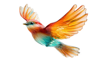 Obraz premium Colorful glass bird with vibrant wings in mid-flight showcasing artistic craftsmanship