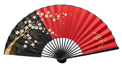 赤と黒の桜柄扇子