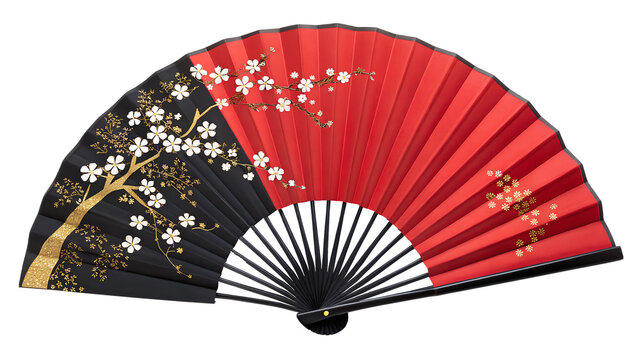 赤と黒の桜柄扇子