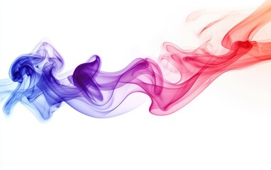 Fototapeta premium Bright red, purple, and blue smoke clouds floating and blending together on a white surface