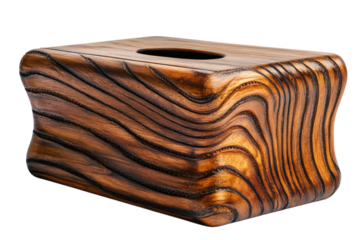 Tissue box crafted from beautiful hardwood with unique natural grain patterns suited for modern decor