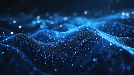 Naklejka premium Abstract blue glowing particle wave background