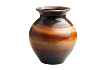Handcrafted pottery vase with earthy tones displayed on a neutral background