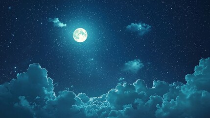 Fototapeta premium Night Sky: Moonlit Clouds and Stars