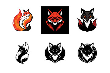 all fox set with white background