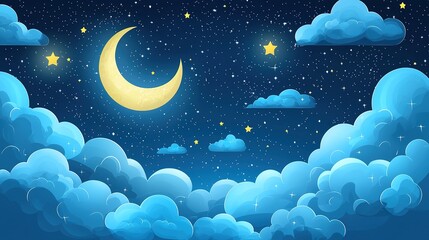 Fototapeta premium Crescent Moon Night Sky