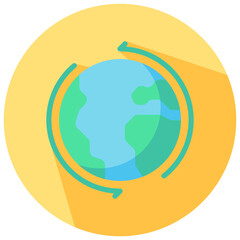 earth rotate vector round flat icon