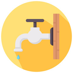 water tap vector round flat icon