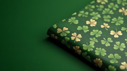 Upscale Saint Patricks Day Packaging Elegant Shamrock Design with Green and Gold Accents for Luxury Branding and Spring Marketing