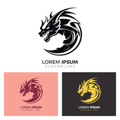 Dragon Heads Simple Logo Vector Icon Illustration.