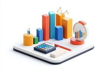 3D Business Growth Icon Isolated and White Background