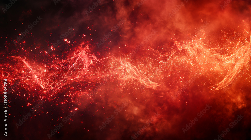 Canvas Prints cosmic nebula swirling with red and orange colours on night sky, abstract background. generative ai