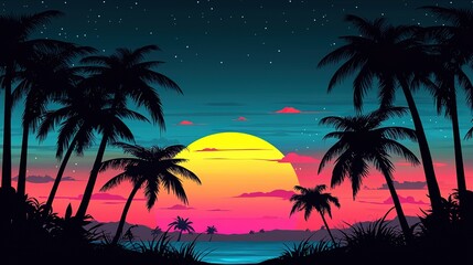 Obraz premium Tropical Sunset Paradise