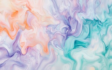 Obraz premium Soft pastel-colored smoke in shades of lavender, peach, and mint, gently swirling on a white background