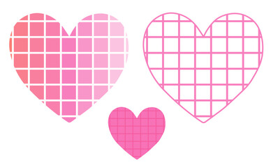 バレンタインに使える格子柄のピンクの可愛いハート素材
