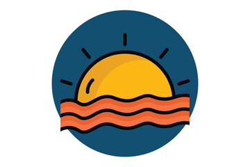 Sunset icon. colored outline icon style. icon related to time and date. time elements vector illustration
