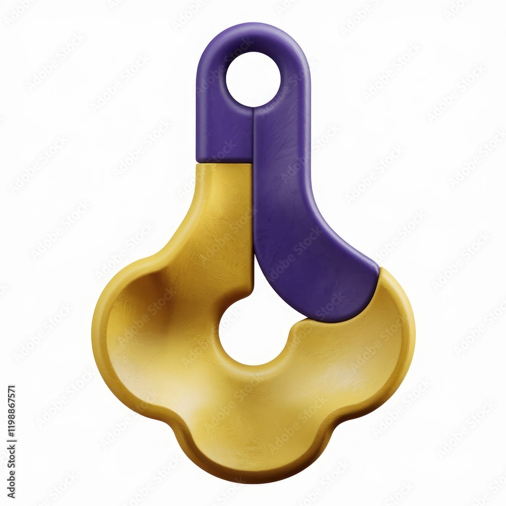 Poster Abstract 3D render of a playful, interlocking design featuring gold and purple components.