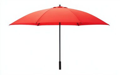 Fototapeta premium Vibrant red umbrella with a sleek design, isolated on a bright white background