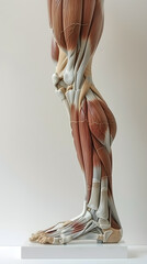 Anatomical Illustration of Human Leg Highlighting Muscles, Tendons, and Motion