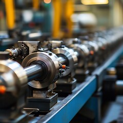 Fototapeta premium Industrial Machinery: A Close-Up View of a Steel Rolling Mill