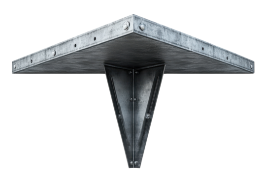 Unique triangular metal shelf design with a sturdy support for modern interior decor