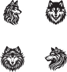 Wolf Face Silhouette Collection - Vector Illustrations