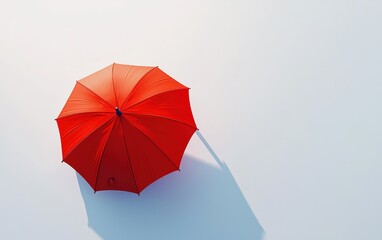 Vibrant red umbrella with a sleek design, isolated on a bright white background
