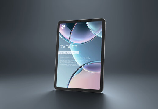Modern Tablet Device Mockup On Black Surface
