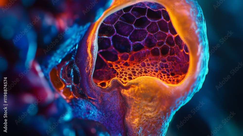 Fototapete explore the vibrant beauty of a microscopic world. this image captures stunning organic structures w
