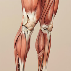 Anatomical Illustration of Human Leg Highlighting Muscles, Tendons, and Motion