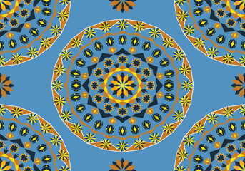 Seamless mandala flora pattern design for ornament embroidery fabric carpet wallpaper background