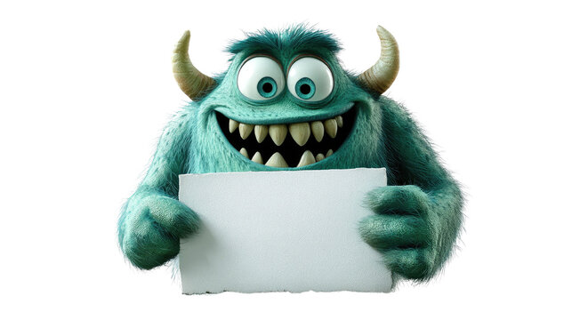 recommend clip art:  Cute Cartoon Green Monster Character Holding a Blank Sign on white background