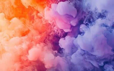 Fototapeta premium Abstract colorful smoke in red, orange, and violet tones floating on a white background