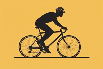 Obraz premium A black figure riding a bicycle against a bright background