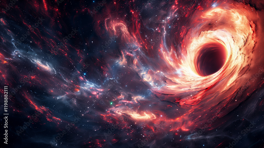 Canvas Prints swirling black hole with glowing gas and cosmic debris in deep space background. generative ai