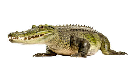 Fototapeta premium big crocodile looking isolated on white