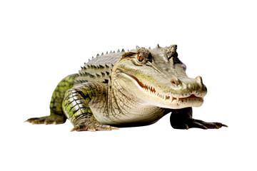 Fototapeta premium big crocodile looking isolated on white