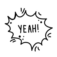 Speech Bubbles doodle sketch lettering elements isolated on white background. Social media silhouette information text circle oval forms