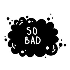 Speech Bubbles doodle sketch lettering elements isolated on white background. Social media silhouette information text circle oval forms