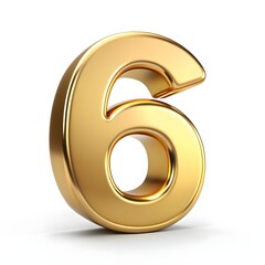 The number 6 with a shiny golden effect on a white background.