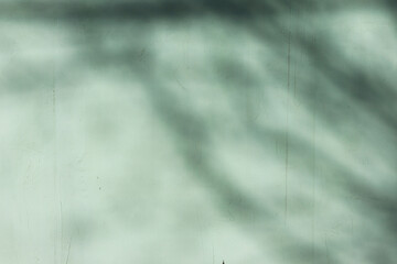 Naklejka premium Abstract leaf shadow and light on green wall background, overlay effect for photo, mock up, product, wall art, design presentation