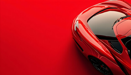 Naklejka premium Shiny red sports car showcased on a vivid red background -